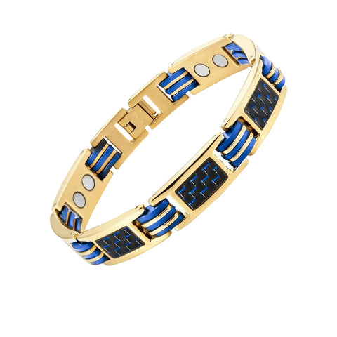 Dr. Magnetic DRM46 Bracelet - Stainless Steel - Gold & Blue - Men