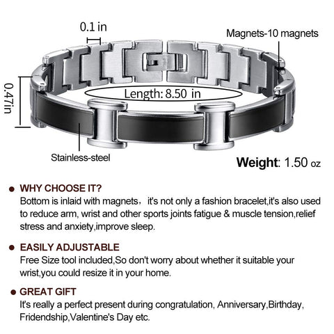 Dr. Magnetic DRM10 Bracelet - Stainless Steel - Black - Men