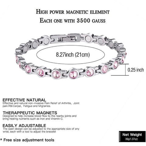 Dr. Magnetic DRM23 Bracelet - Stainless Steel - Birthstone - October - Women