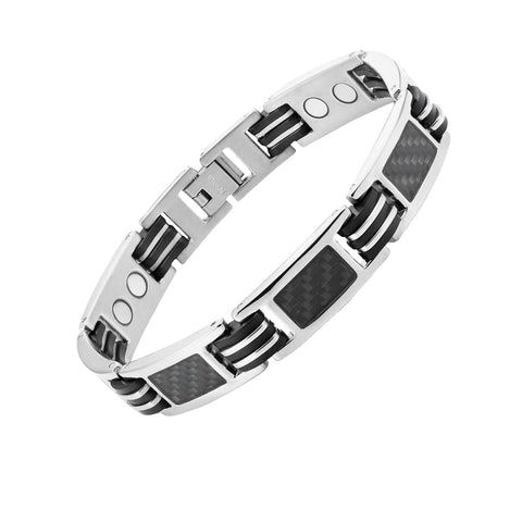 Dr. Magnetic DRM46 Bracelet - Stainless Steel - Silver & Black - Men