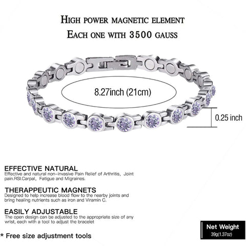 Dr. Magnetic DRM23 Bracelet - Stainless Steel - Birthstone - June - Women