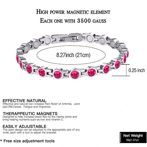 Dr. Magnetic DRM23 Bracelet - Stainless Steel - Birthstone - July - Women