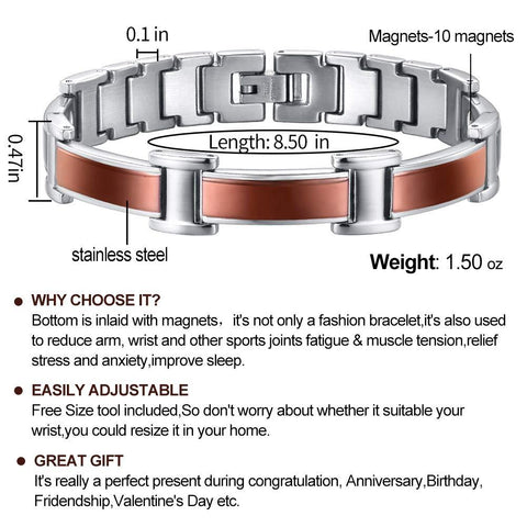 Dr. Magnetic DRM10 Bracelet - Stainless Steel - Brown - Men