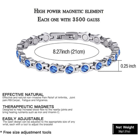 Dr. Magnetic DRM23 Bracelet - Stainless Steel - Birthstone - December - Women