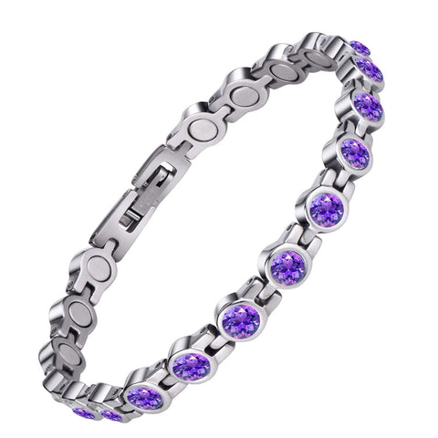 Dr. Magnetic DRM23 Bracelet - Stainless Steel - Birthstone - February - Women