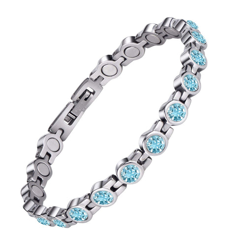 Dr. Magnetic DRM23 Bracelet - Stainless Steel - Birthstone - March - Women