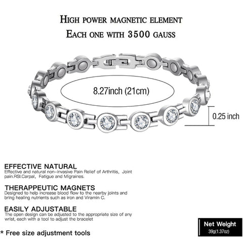 Dr. Magnetic DRM23 Bracelet - Stainless Steel - Birthstone - April - Women