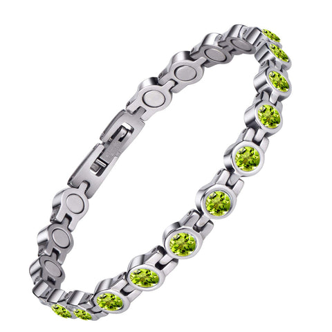 Dr. Magnetic DRM23 Bracelet - Stainless Steel - Birthstone - August - Women