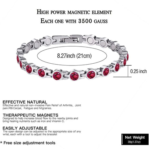 Dr. Magnetic DRM23 Bracelet - Stainless Steel - Birthstone - January - Women