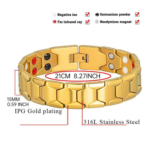 Dr. Magnetic DRM25 Bracelet - Stainless Steel - Gold - Men