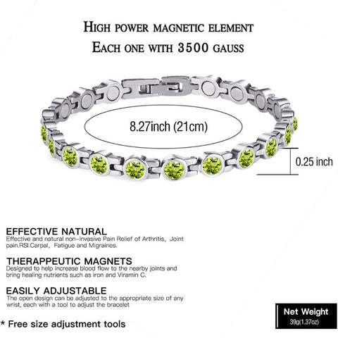 Dr. Magnetic DRM23 Bracelet - Stainless Steel - Birthstone - August - Women