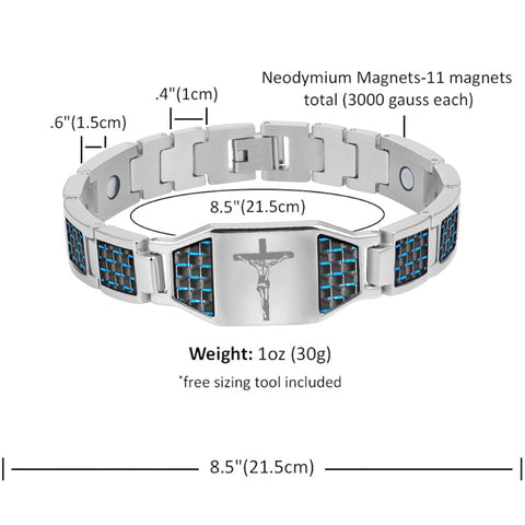Dr. Magnetic DRM09 Bracelet - Stainless Steel - Silver & Blue - Men