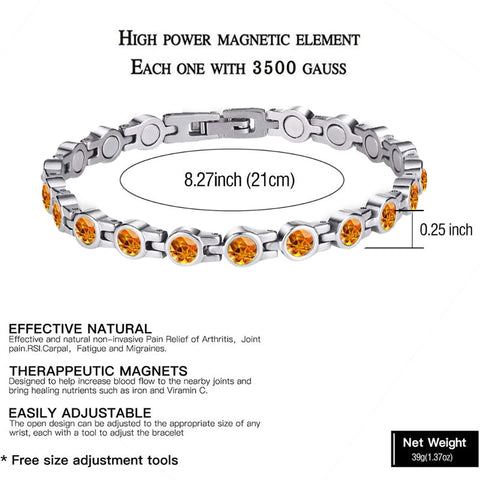 Dr. Magnetic DRM23 Bracelet - Stainless Steel - Birthstone - November - Women