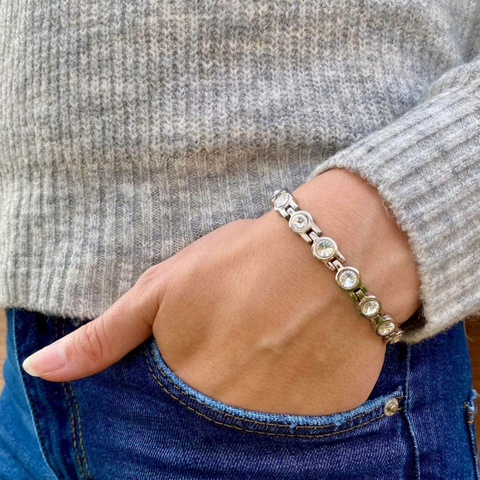 Dr. Magnetic DRM23 Bracelet - Stainless Steel - Birthstone - April - Women