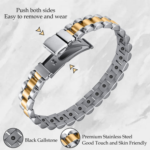 Dr. Magnetic DRM52 Bracelet - Stainless Steel - Silver & Gold - Men