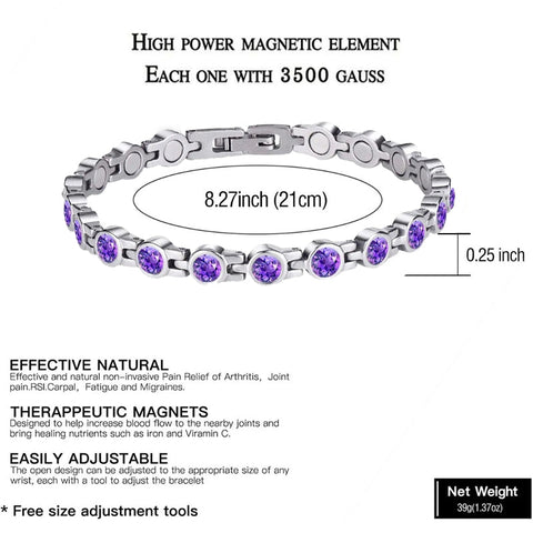 Dr. Magnetic DRM23 Bracelet - Stainless Steel - Birthstone - February - Women