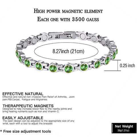 Dr. Magnetic DRM23 Bracelet - Stainless Steel - Birthstone - May - Women