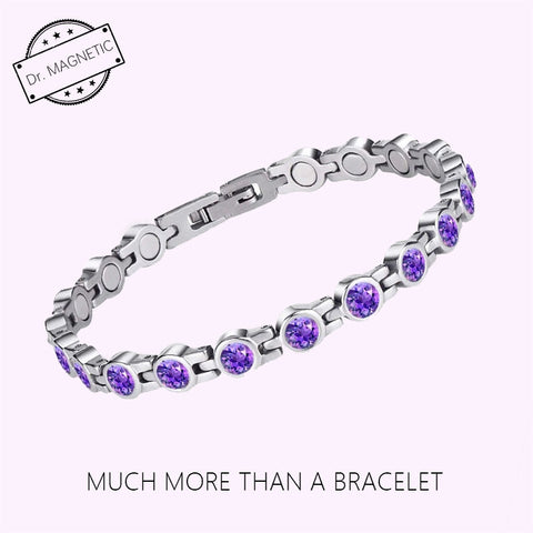 Dr. Magnetic DRM23 Bracelet - Stainless Steel - Birthstone - February - Women