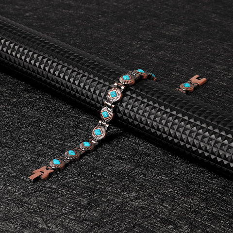 Dr. Magnetic DRM06 Bracelet - Red Copper - Turquoise - Women