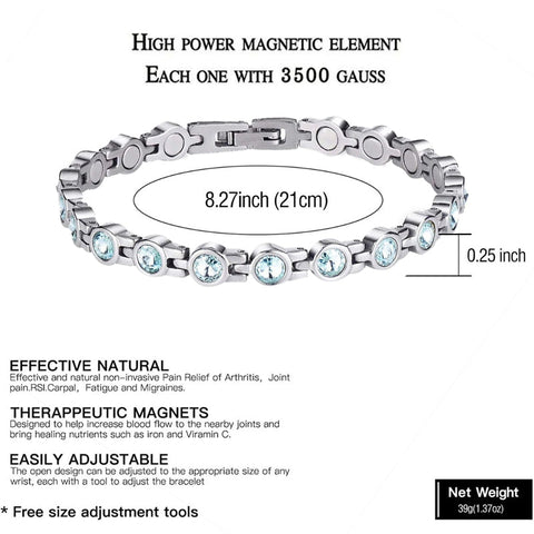 Dr. Magnetic DRM23 Bracelet - Stainless Steel - Birthstone - March - Women