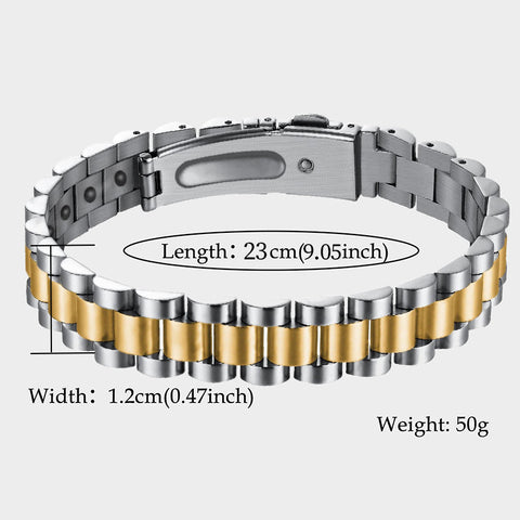 Dr. Magnetic DRM52 Bracelet - Stainless Steel - Silver & Gold - Men