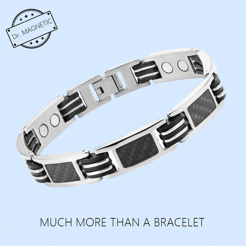 Dr. Magnetic DRM46 Bracelet - Stainless Steel - Silver & Black - Men